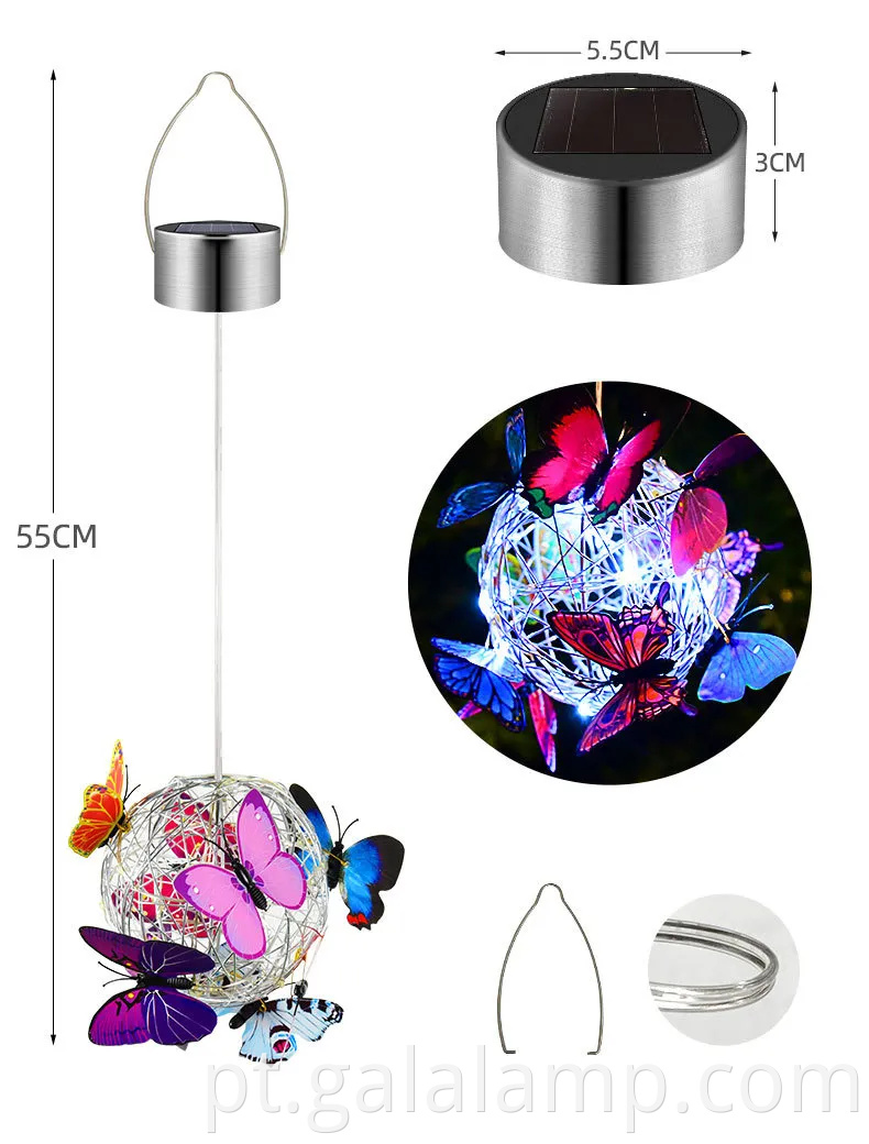 Luzes de cordas de borboleta movidas a solares encantadoras para o ambiente do jardim